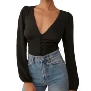 REFORMATION BLACK BLOUSE SZ M
